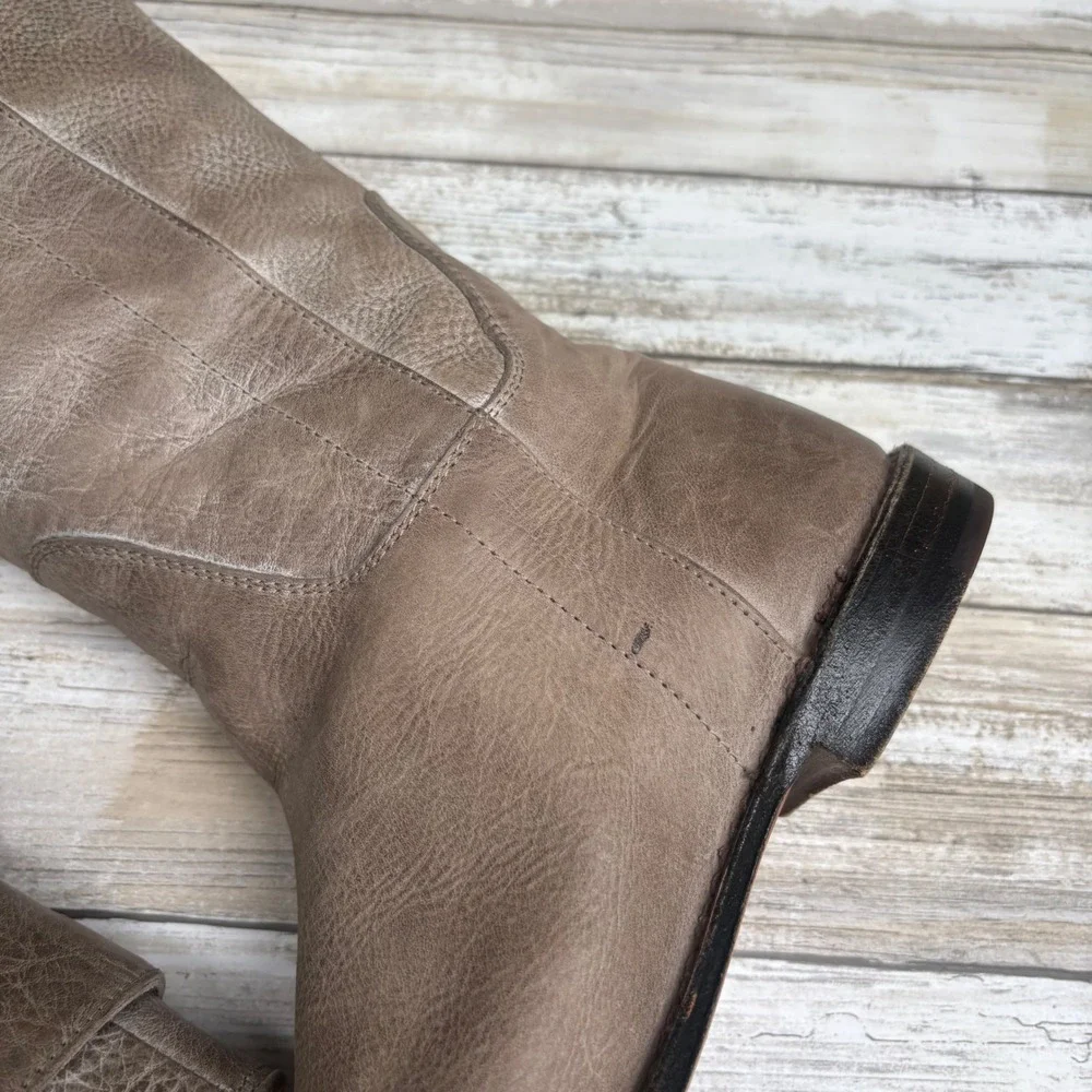 Frye Boots Paige Leather 6.5 Grey Pull On Round Toe Riding Western Distressed - Picture 9 of 12